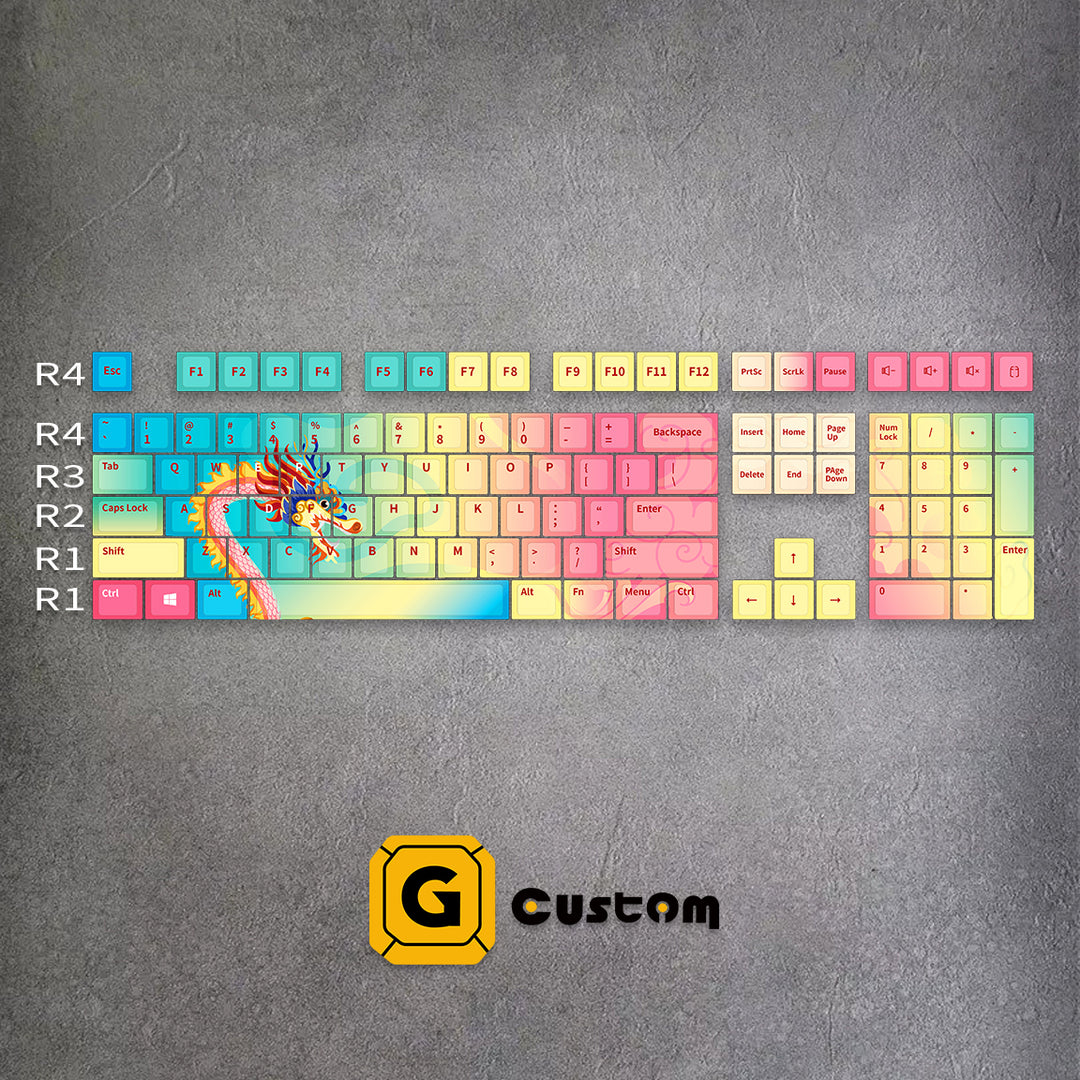 100% Rainbow Dragon PBT Keycaps ( ANSI )