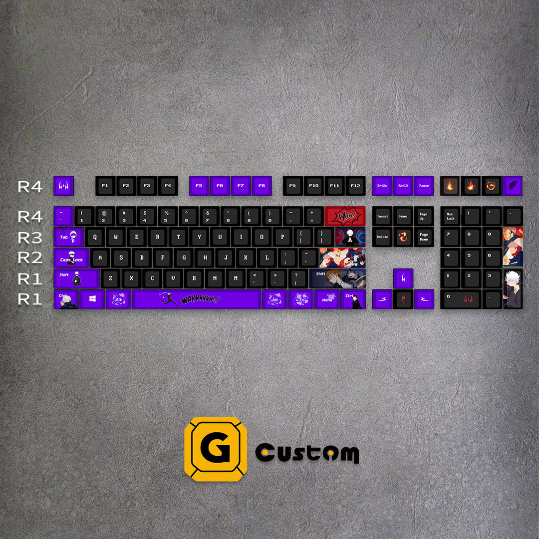 100% Jujutsu Kaisen Style PBT Keycaps ( ANSI )