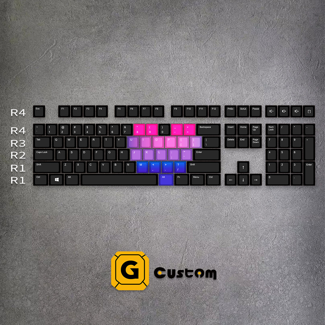 100% Rainbow Heart PBT Keycaps ( ANSI )