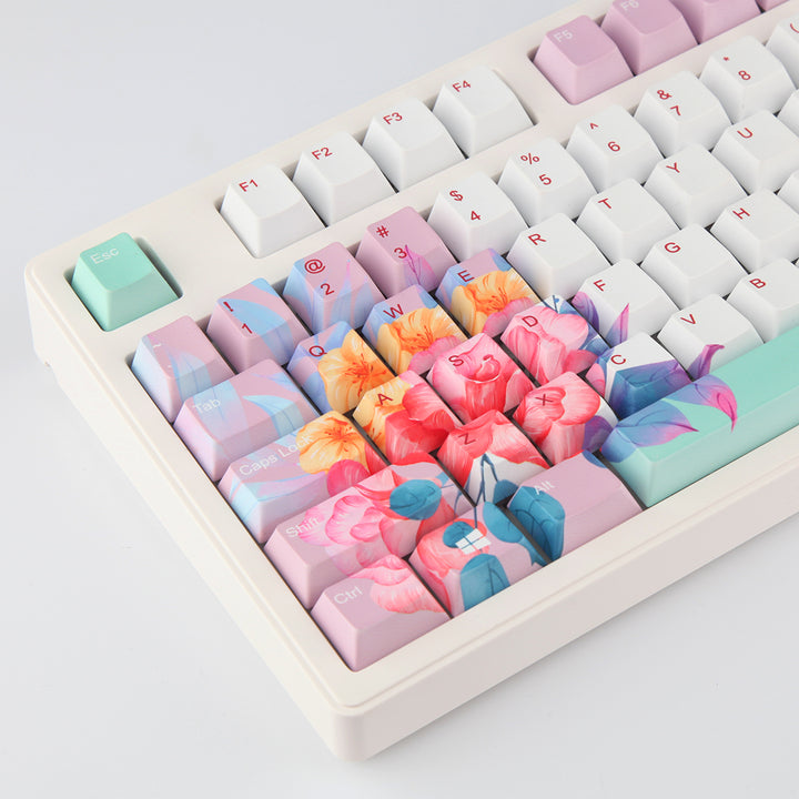 100% Flower PBT Keycaps ( ANSI )
