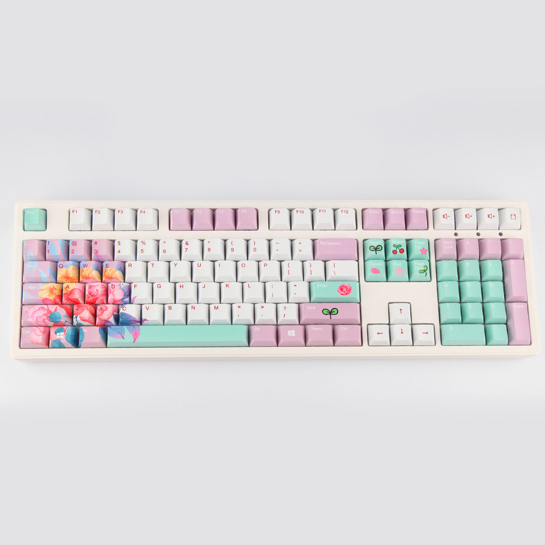 100% Flower PBT Keycaps ( ANSI )