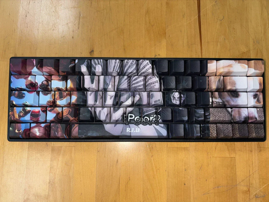 65% keyboard with custom keycaps on a desk — Gimsun Custom