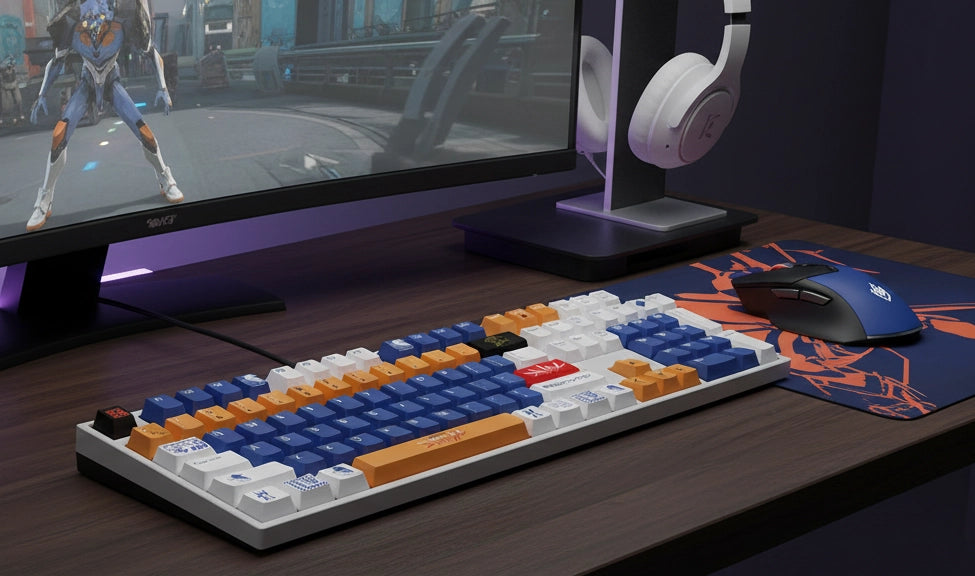 Evangelion keyboard keycap detail – dye-sub, MOA profile