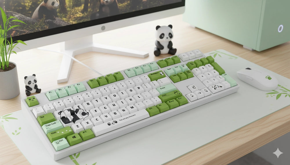 Panda keyboard keycap detail – dye-sub, MOA profile