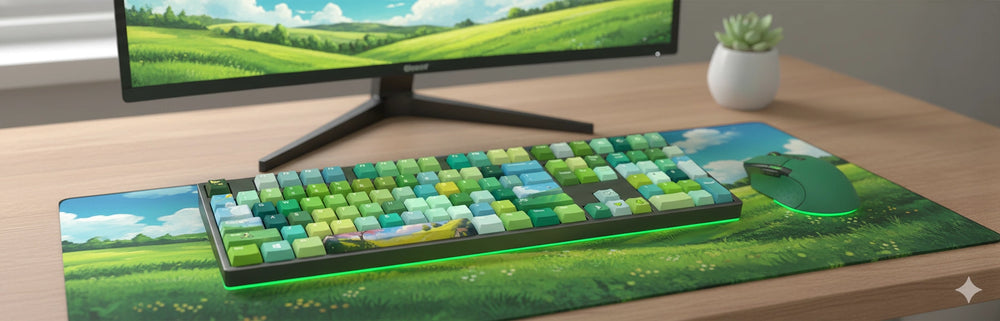 Spring Returns keyboard side view – MOA keycaps, hot-swap
