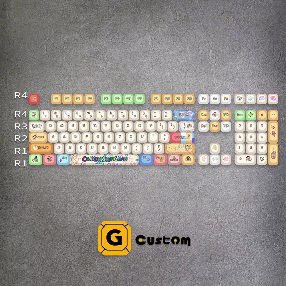 Crayon Shin-chan keyboard keycap detail – dye-sub, MOA profile