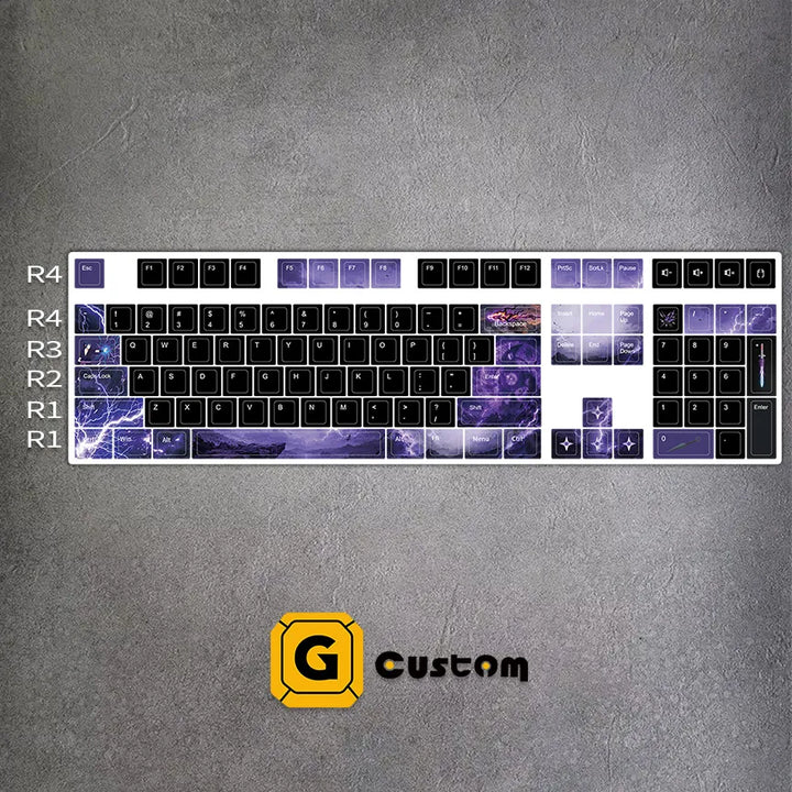 GimsunCustom Purple Lightning 100% Wireless Mechanical Keyboard | ANSI 108 Keys