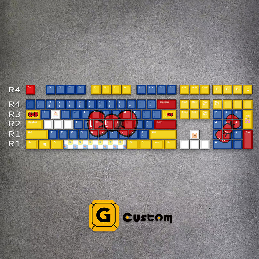 Red Bow Cartoon keyboard keycap detail – dye-sub, MOA profile