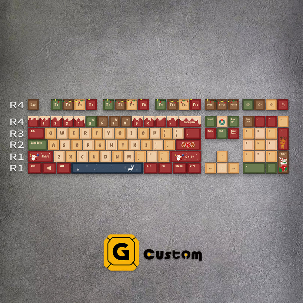 Christmas keyboard keycap detail – dye-sub, MOA profile