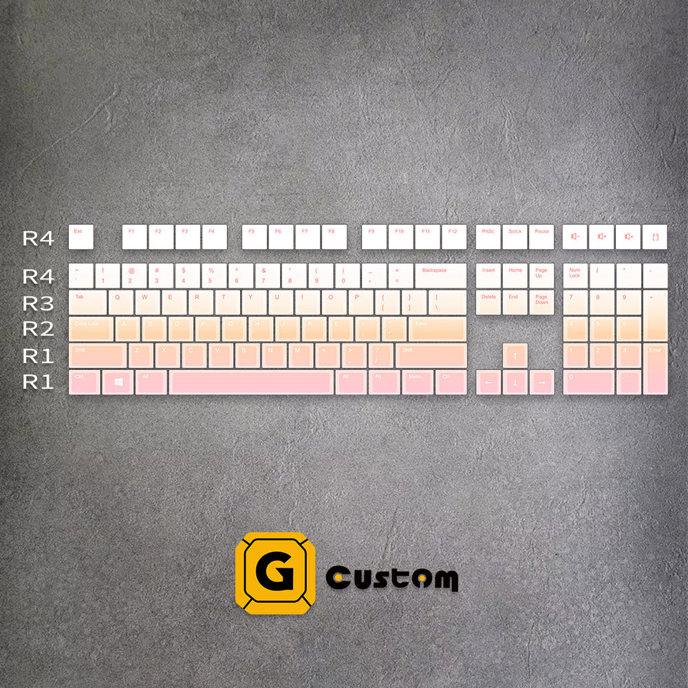 Sunset Gradient keyboard keycap detail – dye-sub, MOA profile