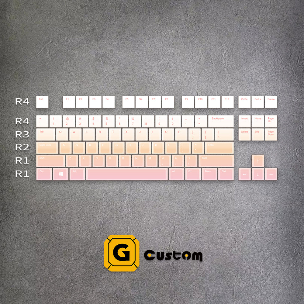 Sunset Gradient keyboard keycap detail – dye-sub, MOA profile