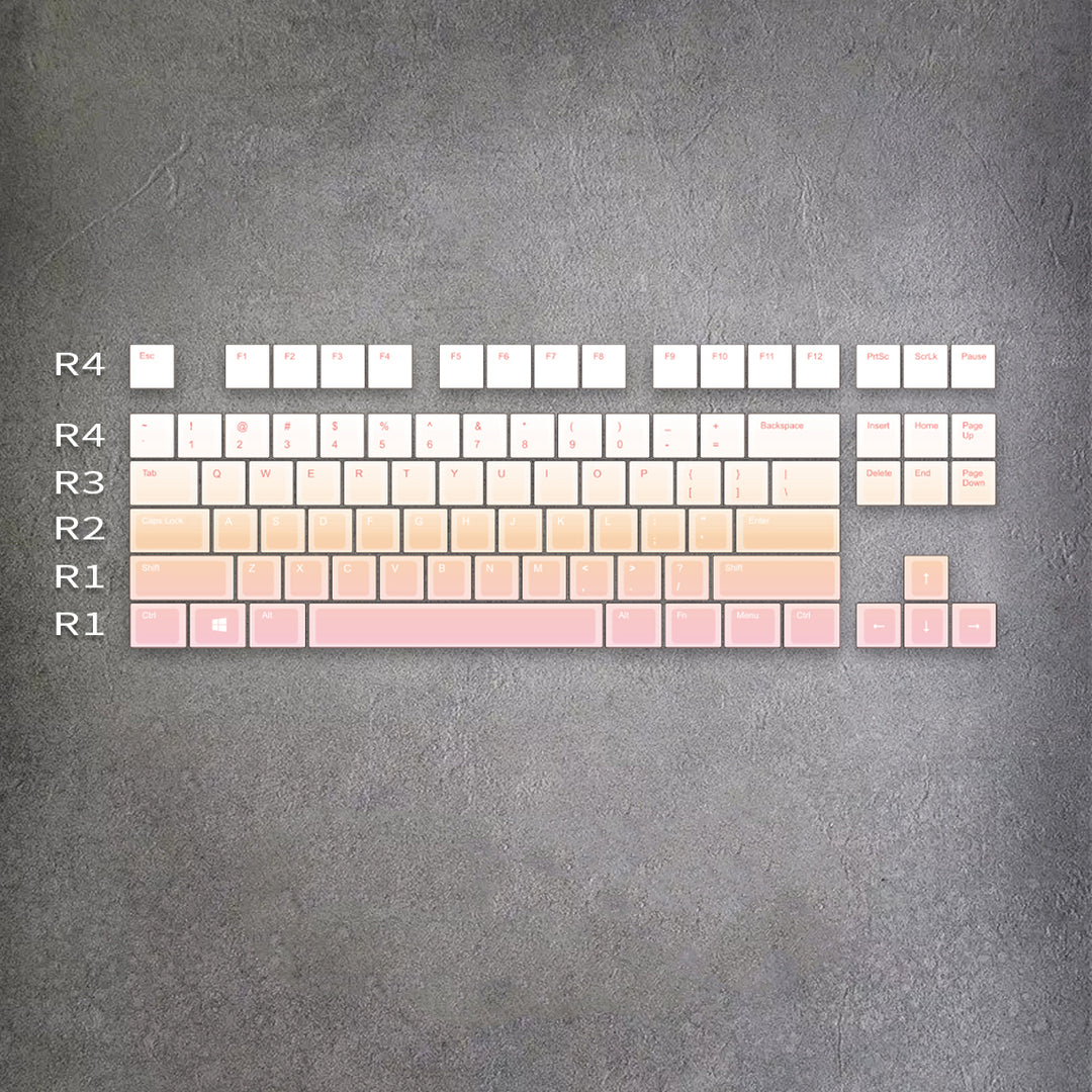 Sunset Gradient gradient custom keycaps – 80% ANSI, MOA profile