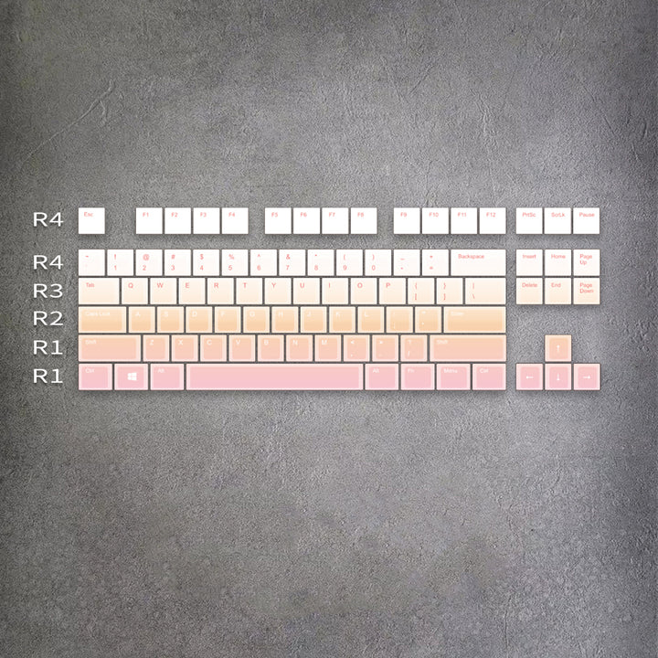 Sunset Gradient gradient custom keycaps – 80% ANSI, MOA profile