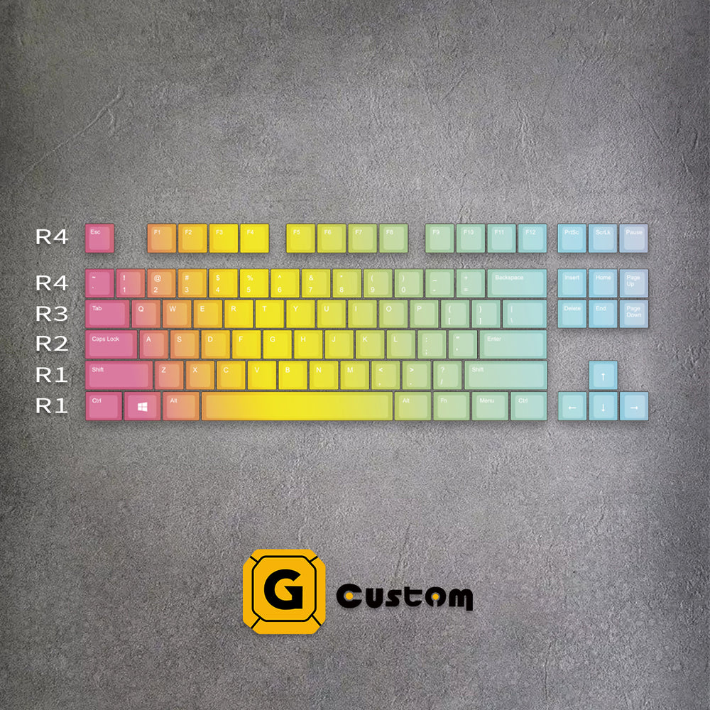 Rainbow Gradient keyboard keycap detail – dye-sub, MOA profile