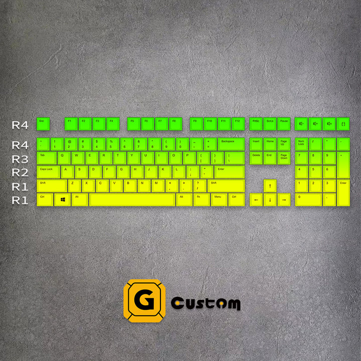 Lemon Verdant Gradient gradient custom keycaps – 100% ANSI, MOA profile