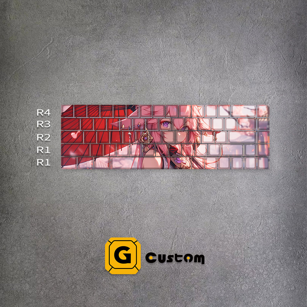 Yae Miko Genshin Impact keyboard keycap detail – dye-sub, MOA profile