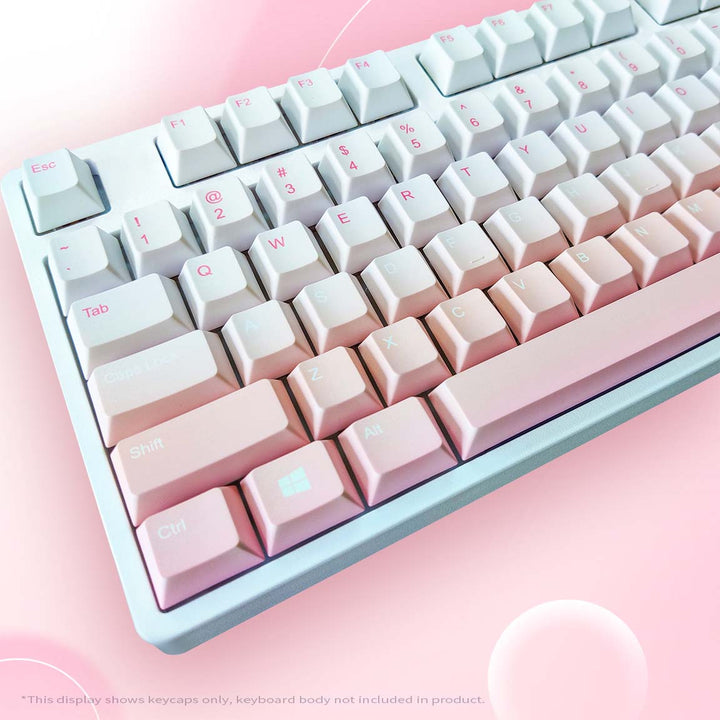Sunset Gradient MOA keycaps on keyboard – 80% ANSI desk setup