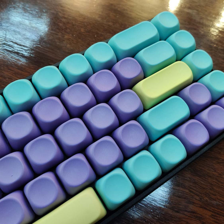 Candy MOA keycaps on keyboard – 65% ANSI desk setup