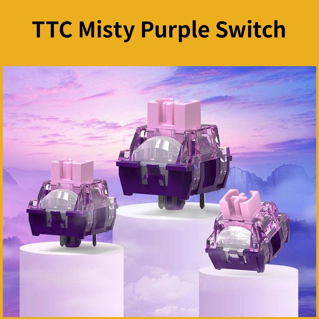 TTC Mushan Purple Linear Switch · custom keyboard · POM stem · transparent housing · RGB switch