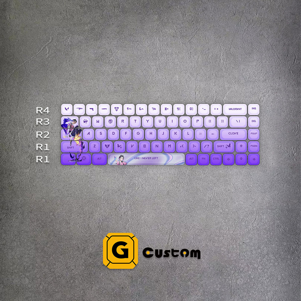 Valorant Clove keyboard keycap detail – dye-sub, MOA profile