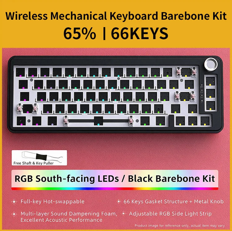 65% Tri-Mode Mechanical Keyboard Barebone Kit | 66 Keys