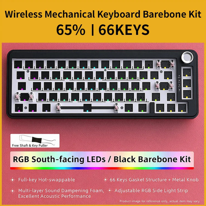 65% Tri-Mode Mechanical Keyboard Barebone Kit | 66 Keys