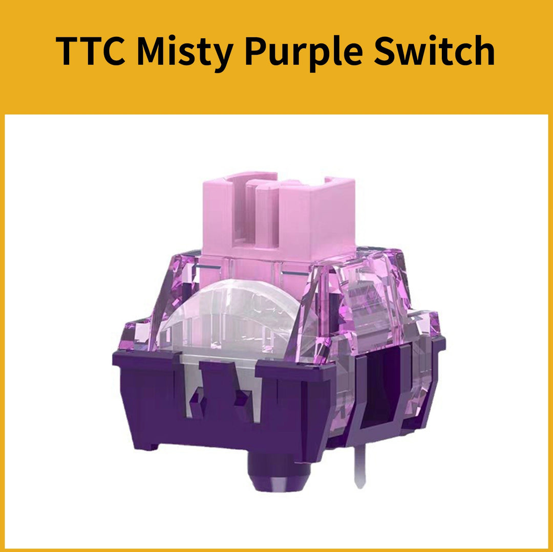 TTC Mushan Purple Linear Switch · transparent PC housing · POM stem · mechanical keyboard switch