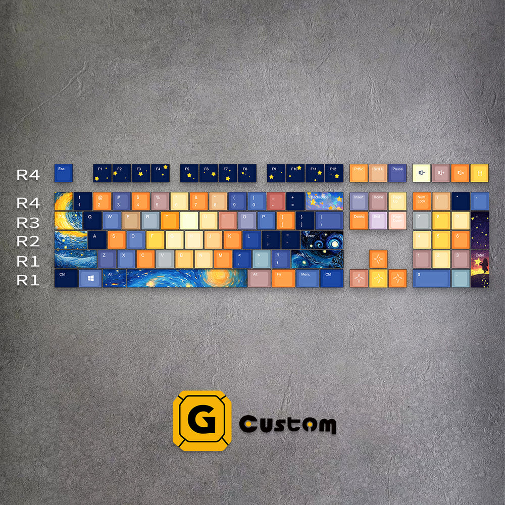 Van Gogh's Starry Night keyboard keycap detail – dye-sub, MOA profile