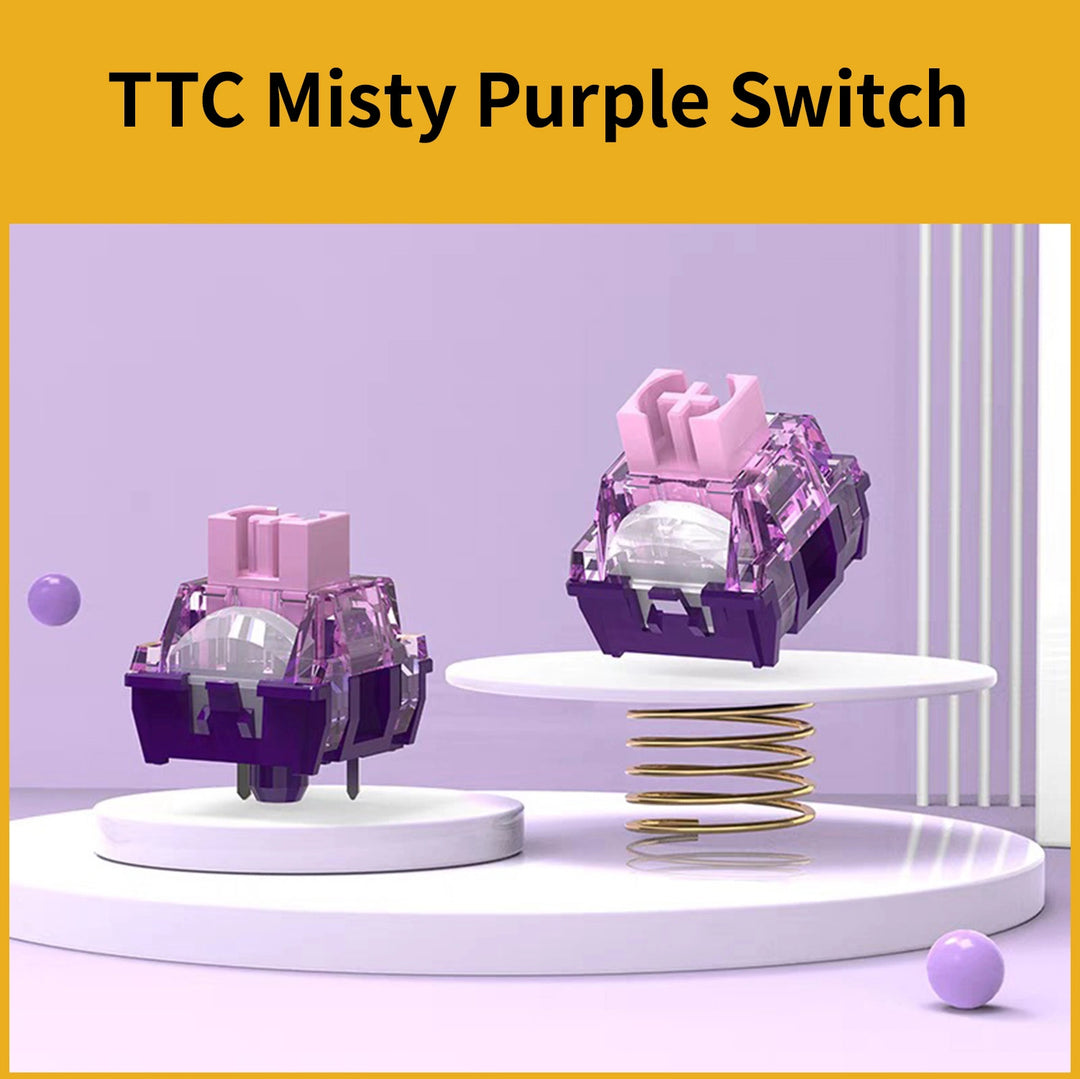 TTC Mushan Purple Linear Switch · 22mm long spring · POM stem · 3.8mm travel · RGB compatible