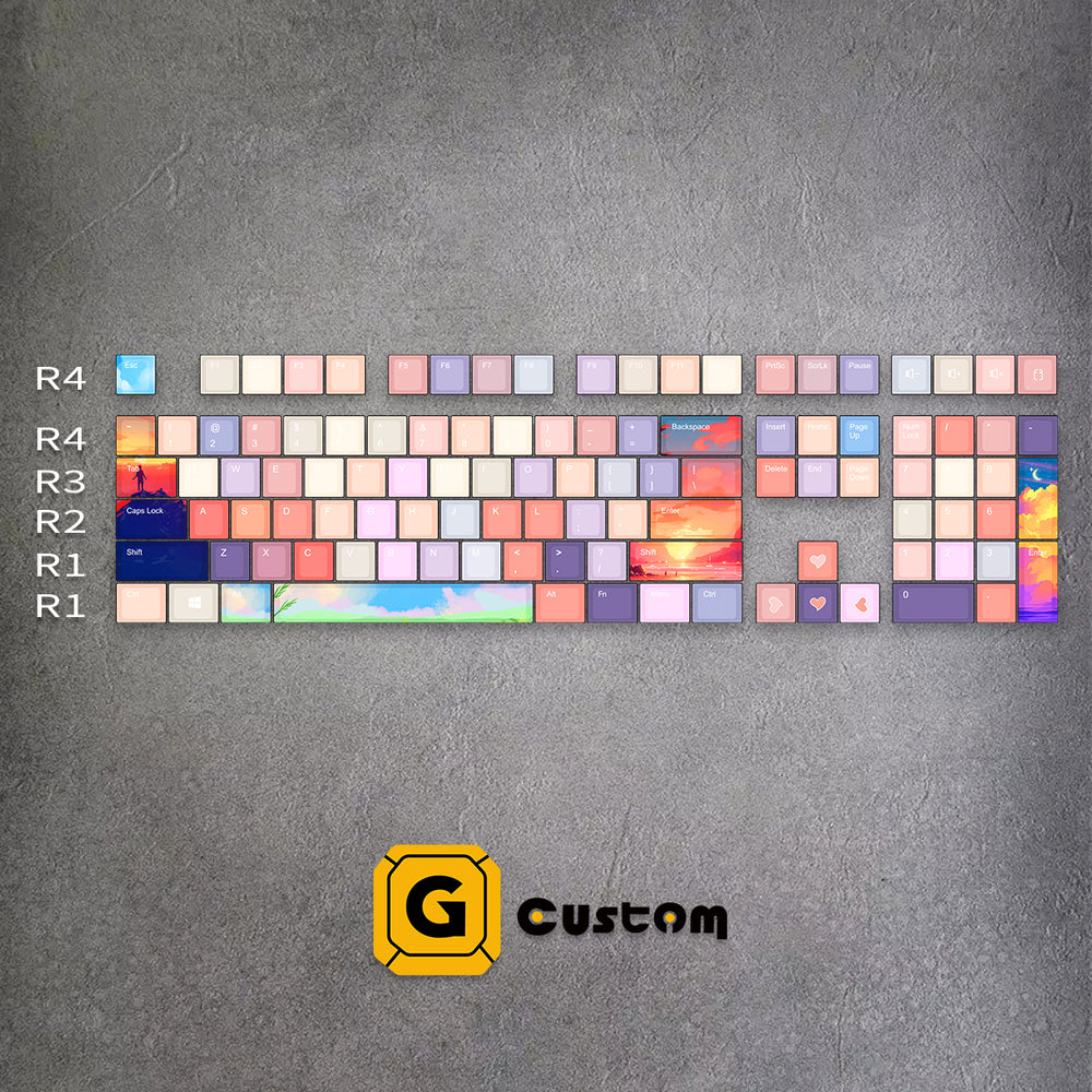 Colorful Cloud Journey keyboard keycap detail – dye-sub, MOA profile