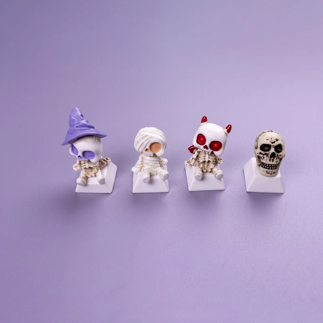 Halloween Skeleton Artisan Keycap – Witch, Mummy, Devil & Skull for Cherry MX