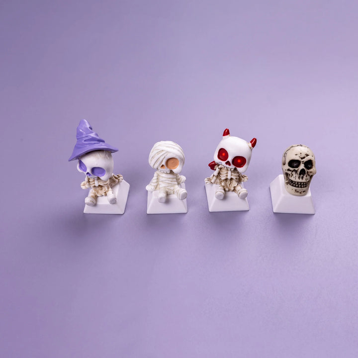 Halloween Skeleton Artisan Keycap – Witch, Mummy, Devil & Skull for Cherry MX