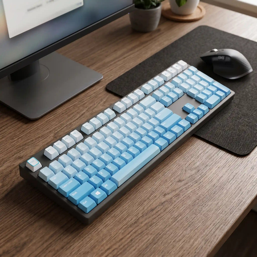 100% Sky Blue Gradient PBT Keycaps ( ANSI )