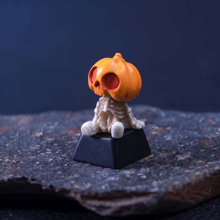 Halloween Pumpkin Artisan Keycap – Resin Skeleton, Bunny & Jack-o'-Lantern