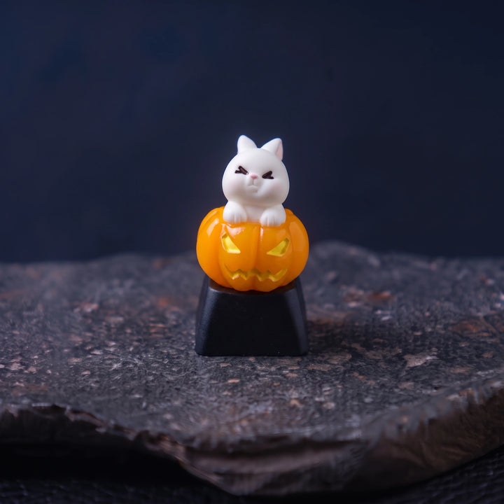 Halloween Pumpkin Artisan Keycap – Resin Skeleton, Bunny & Jack-o'-Lantern