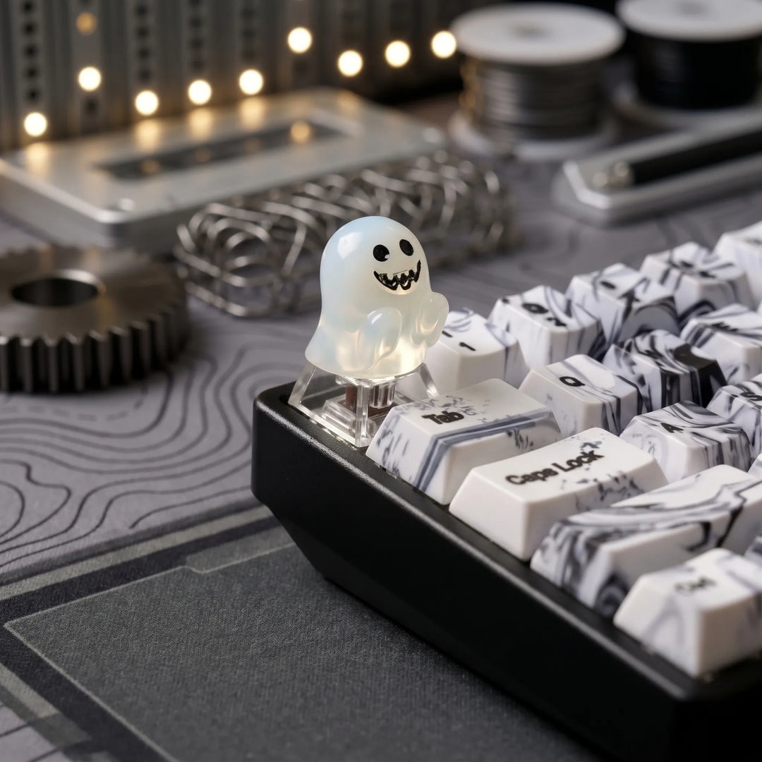Cute Halloween Ghost & Skeleton Resin Keycap Set – Cherry MX Compatible
