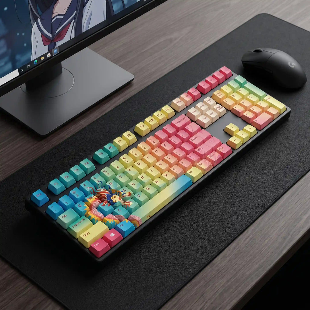 100% Rainbow Dragon PBT Keycaps ( ANSI )