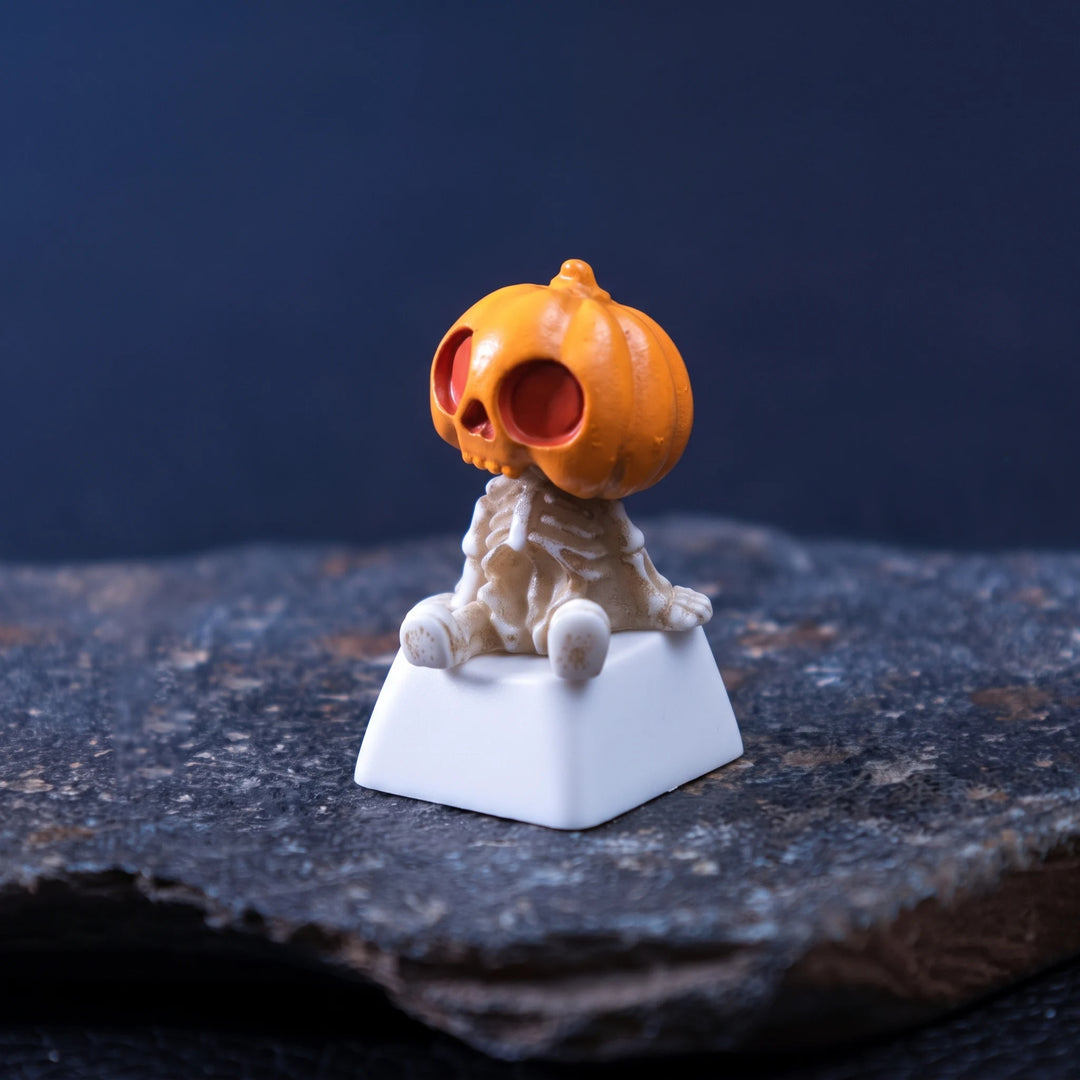 Halloween Pumpkin Artisan Keycap – Resin Skeleton, Bunny & Jack-o'-Lantern