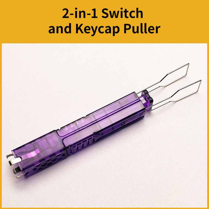Gimsun Custom 2-in-1 Keycap and Switch Puller – Purple acrylic body with stainless steel wire keycap puller end