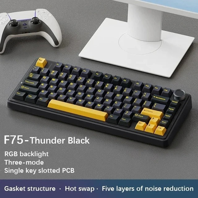 F75 keyboard keycap detail – dye-sub, MOA profile