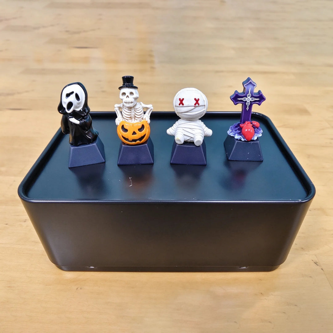 Halloween Pumpkin Artisan Keycap – Resin Skeleton, Bunny & Jack-o'-Lantern