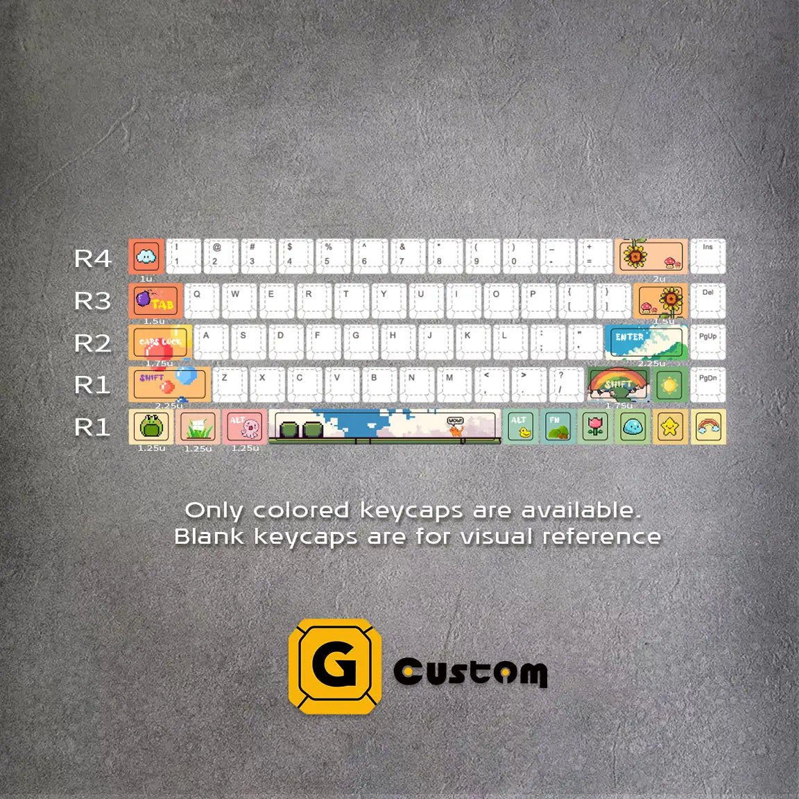 Pixel Rainbow Function Keycaps ( ANSI | 19 keys) | GimsunCustom ...