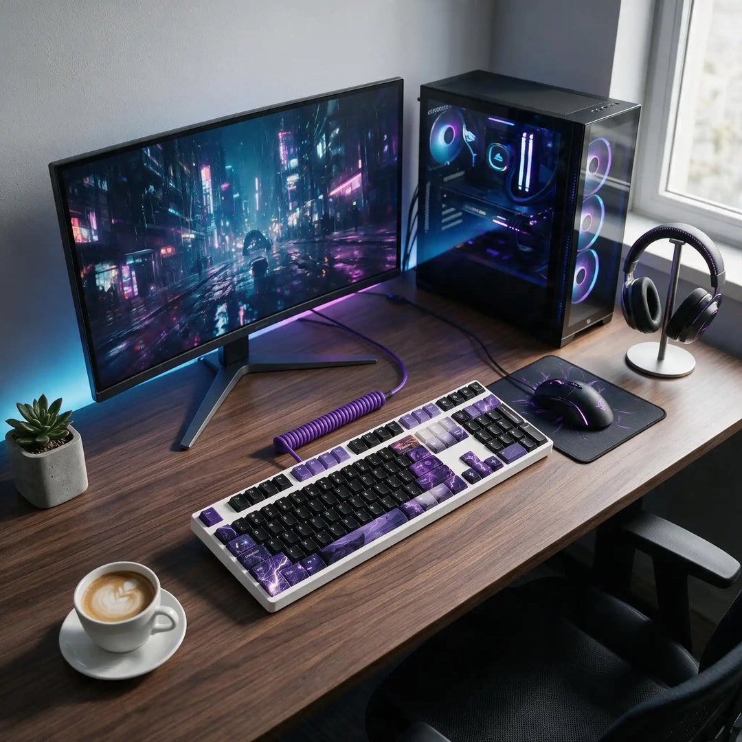 GimsunCustom Purple Lightning 100% Wireless Mechanical Keyboard | ANSI 108 Keys