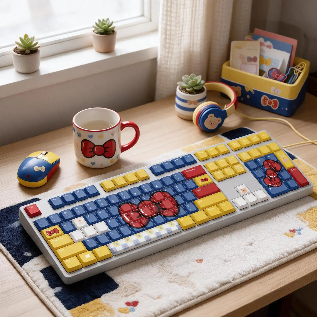 100% Red Bow Cartoon Mechanical Keyboard ( ANSI )